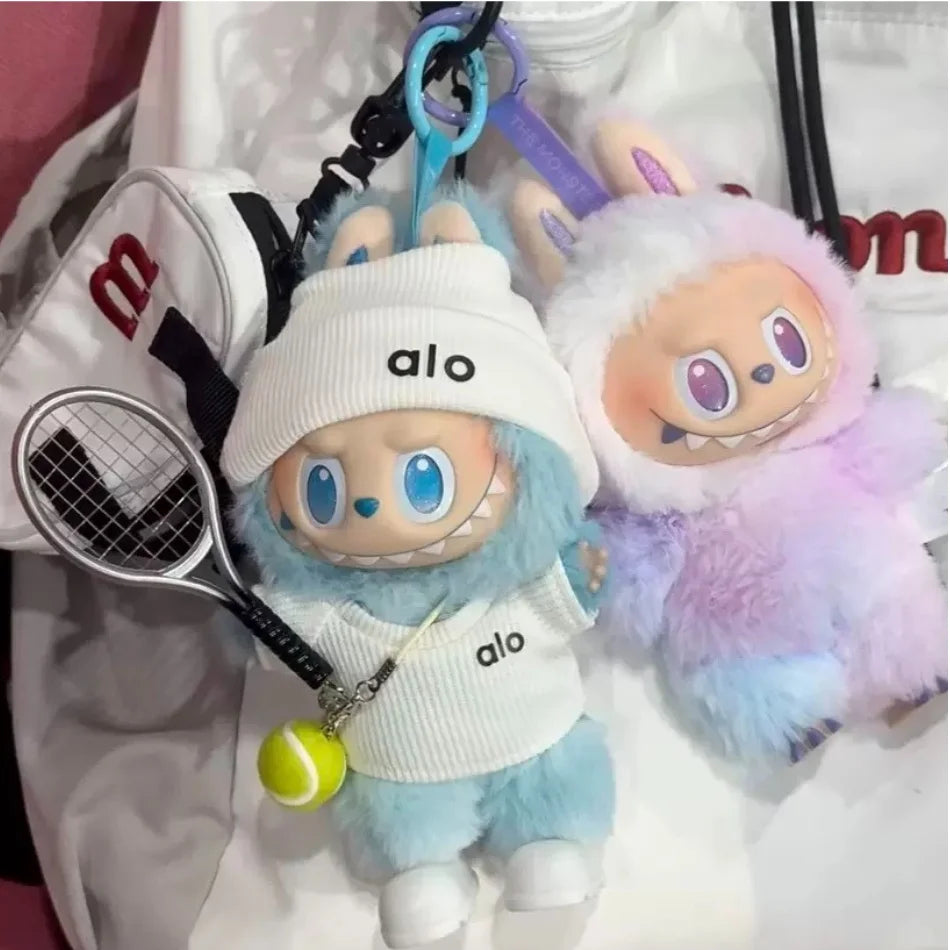 Cute Labubus Bunny Doll alo Accessories with Knitted Clothes Labu  bu Tennis Sports Set Sweater for Toy Collectors Clothes