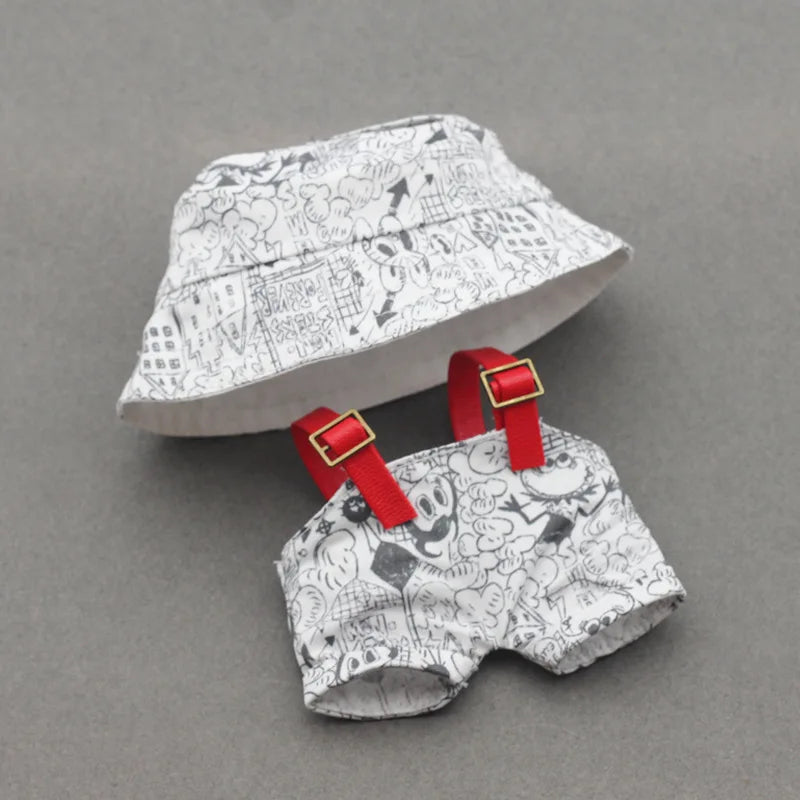 For 3rd Gen 17cm Labubu Trend Clothes Pendant Sitting Party Graffiti Strap Pants Hat Labubu Retro Clothes