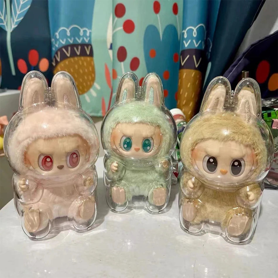 New 17cm LABUBU Clear Macaron Case, Dust Case, Housings, Popmart Bubble Mart Doll Accessories, Doll Accessories, Christmas Gifts