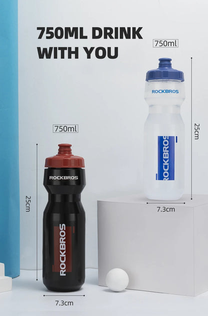 ROCKBROS 750ml Bicycle Water Bottle Plastic Sports Fitness Running Hiking Kettle Leak-proof Bike Bottle Cage
