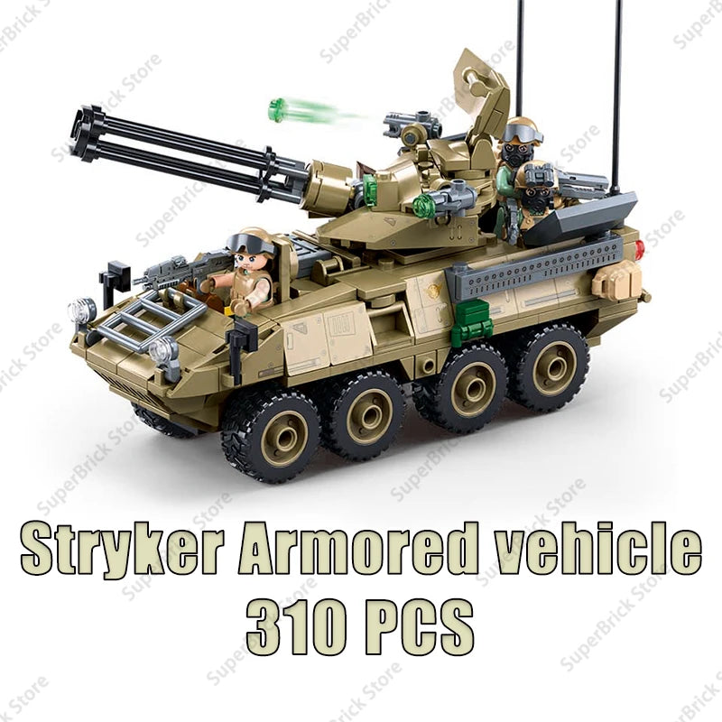 SLUBAN Military Antiaircraft Missile Vehicle Pantsir S1S Anti-aircraft Car Model Building Blocks Sets Soldier Bricks Kids Toys