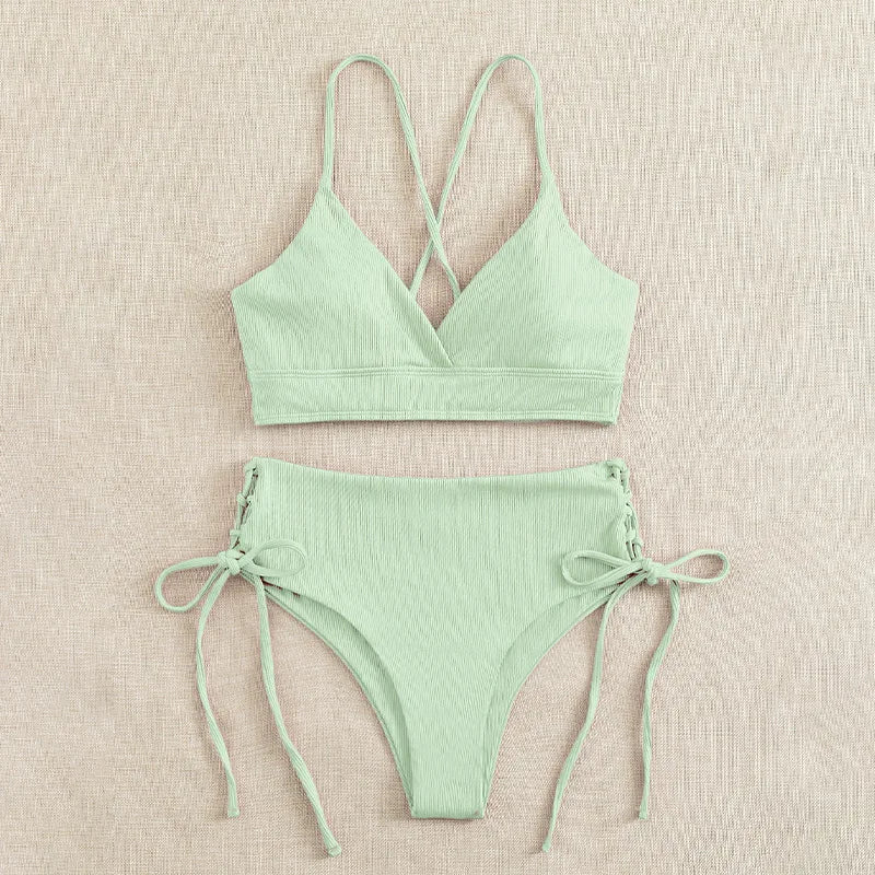 Cikini V-hals split bikiniset voor dames