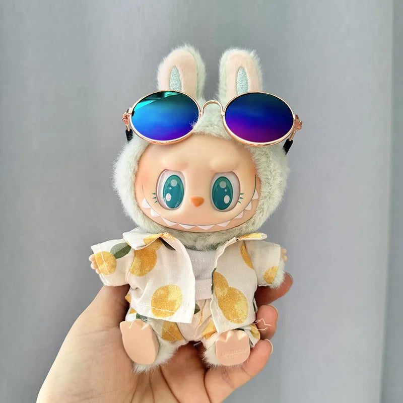 1 Set Hawaii Original Luxury Clothes for Labubu V1 V2 Cute Shark Duck Shoes Shirt Pants Glasses Beach Clothes Suit for Labubu