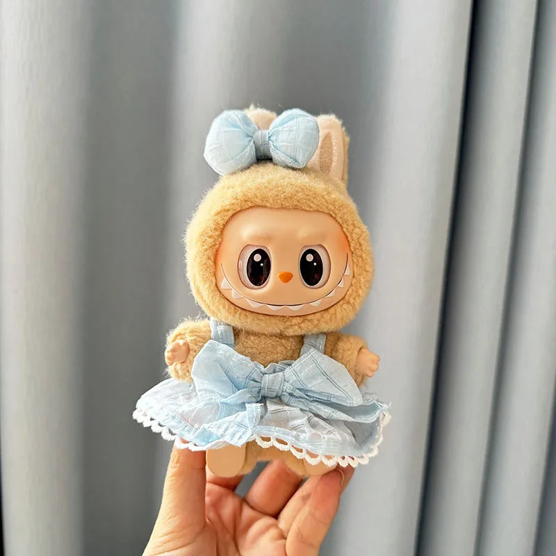 Luxury Plush Wedding Dress Dolls Clothes for Labubu I II Korea Style Fluffy Romantic Wedding Dress Flower Hat Suit for Ladbubu