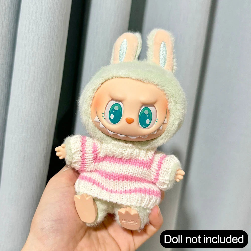 Mini Doll Clothes Outfit Accessories For 15-17cm Labubu V1 V2 V3Labubu Uniform Set Outfit Skirt and Sweater Sunglasses Clothing