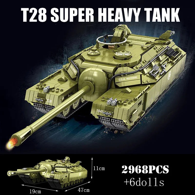 Military Heavy Tank Panzer VIII Maus Building Blocks German WW2 Soldier Police Army Weapons Bricks Children Toy Gifts for Adults