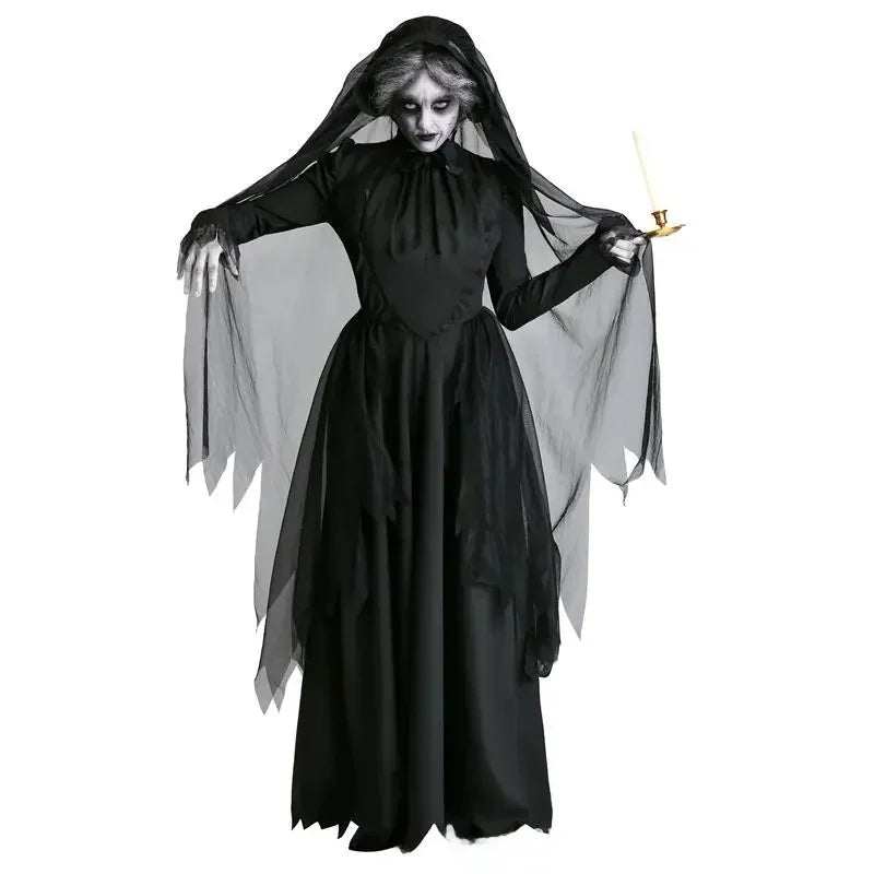 Frightening Vampire Black Bridal Gown Cosplay Costume Unique Special Purpose Clothing From China Mainland For Halloween Party