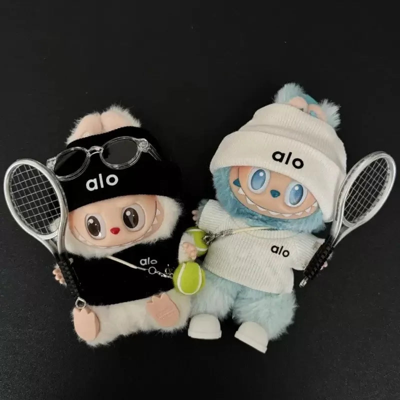 Cute Labubus Bunny Doll alo Accessories with Knitted Clothes Labu  bu Tennis Sports Set Sweater for Toy Collectors Clothes