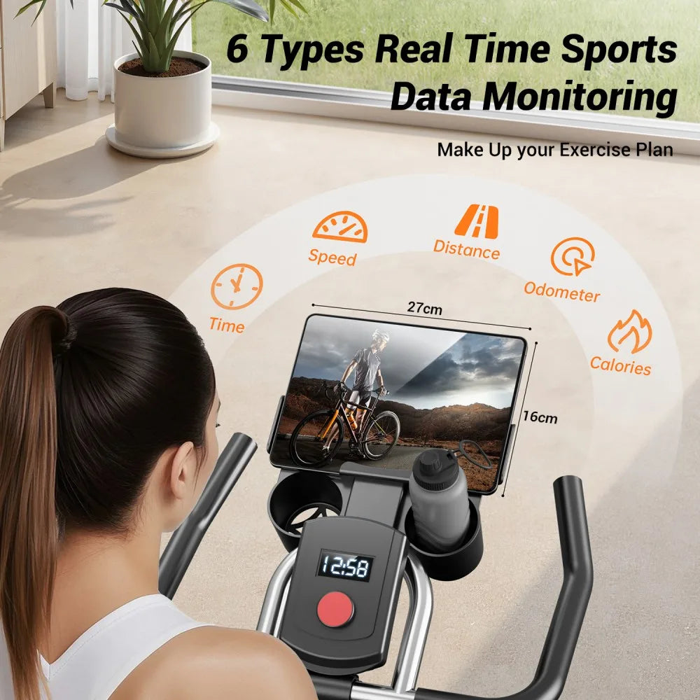 ROBORE CBE20 Stationary Exercise Bike, 136kg Capacity, Silent Belt Drive, Comfort Seat & iPad/Bottle Holders