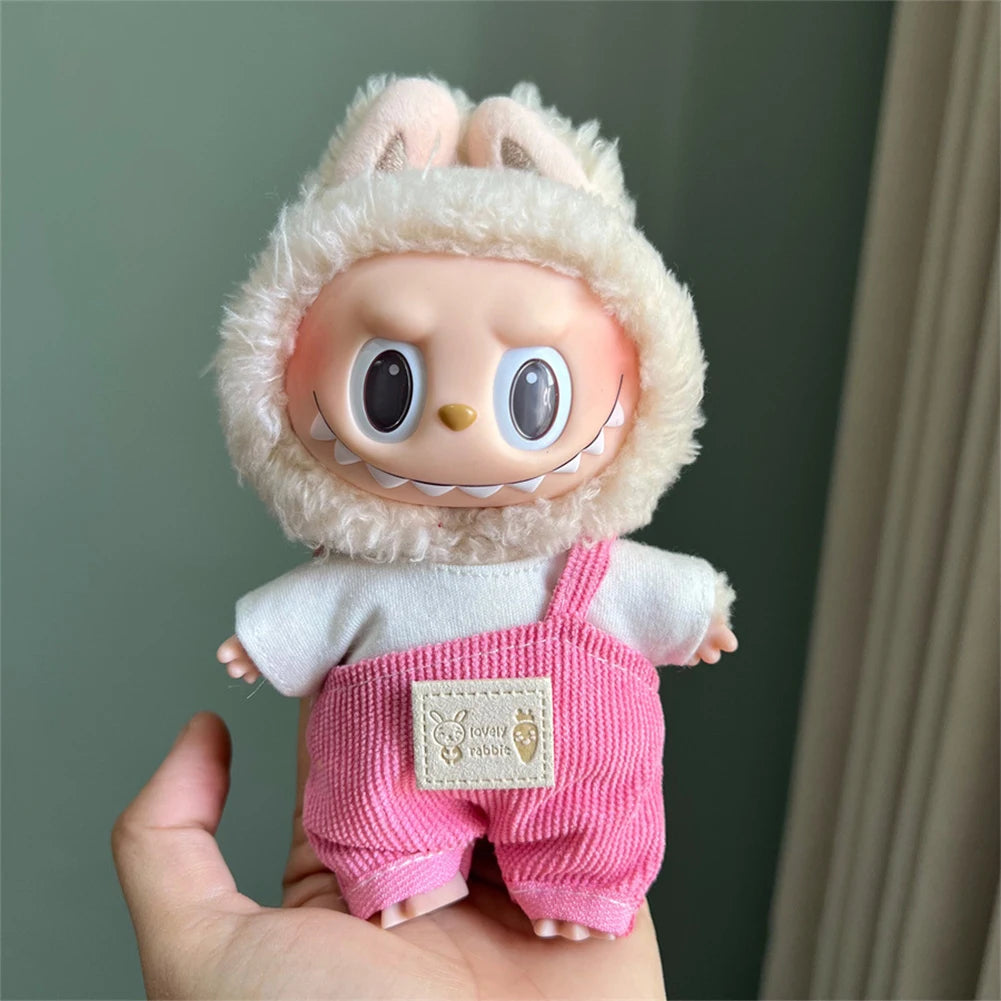 Suspenders Suit For 17cm Labubu Doll Clothes All-match Colour Outfit Doll Accessories Fashion Design Lovely Little Bear Star