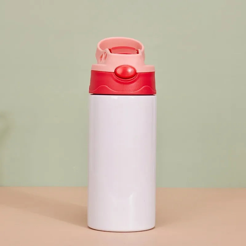 350ml Sublimation Straight Sippy Cup Flip Top Kids Bottle Stainless Steel Double Wall Water Tumbler with Straw Sippy Bottle