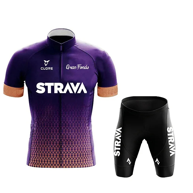 Strava Men's Cycling Set – Jersey & Bib Shorts, Quick-Dry & Breathable