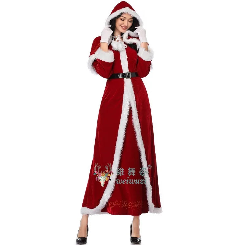 Christmas Costume Deluxe Suit Adult Women Cosplay Costume Santa Claus Funny Xmas Outfit New Year Party Fancy Clothing Premium