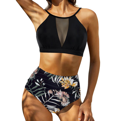Lace-Up High-Waist Bikini Set