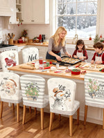Christmas Chair Covers for Dining Room Set of 6 Xmas Party Holiday Decoration Washable Cover Chair kitchen Slipcover