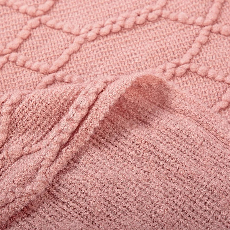 Khaki Gift Knitted Blanket with Tassels Chunky Vintage Luxury Farmhouse Throw Bedspread Oversized Blanket Cover Manta Para Sofá