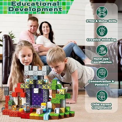 Magnetic Building Blocks Mine World Cube Magnet World Set for Kid Age DIY Model Children Stem Best Montessori Sensory Toy