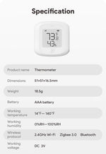 Smart WiFi/Zigbee Temperature and Humidity Sensor Indoor Hygrometer Thermometer with LCD Display Support Home Assistant Zigbee2m