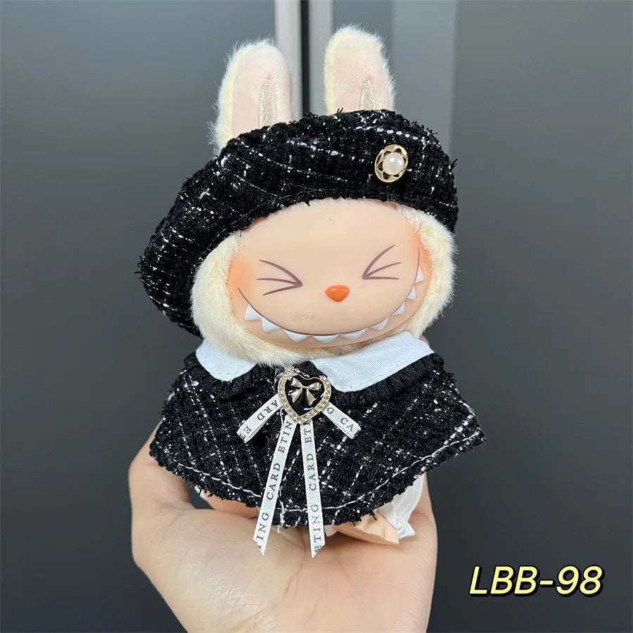 Cute Mini Plush Doll Clothes for 17cm Labubu Many Kinds of Overalls Clothes Accessories
