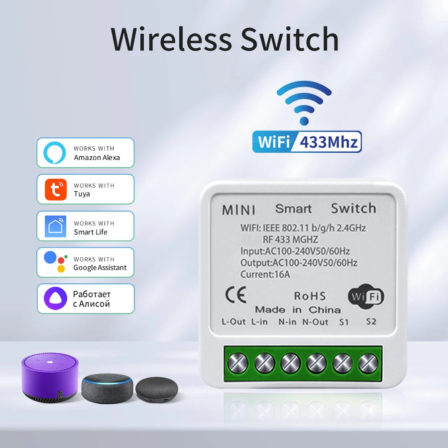 Tuya Smart WiFi Switch For Lighting RF 433MHz Wireless Switch Smart Life APP Voice Control Work With Alexa Google Home Alice