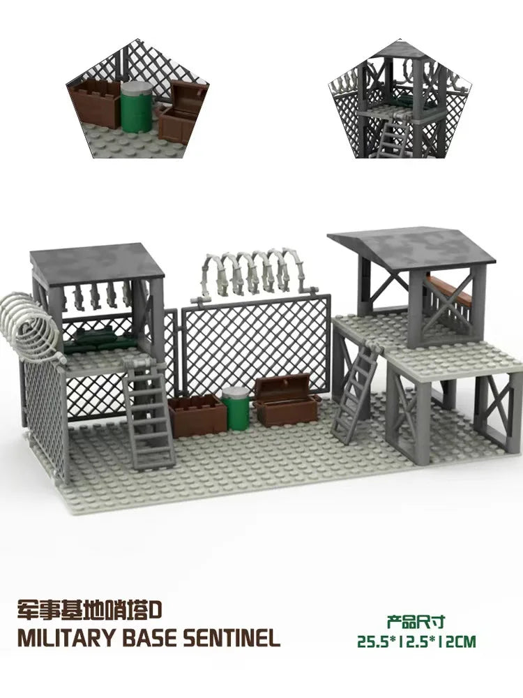 Upgrade Military Base Building Block Sets DIY WW2 Army War scene model Blocks Boys Toys