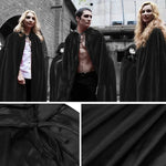 Halloween Cloak Soft Unisex Hooded Black Robe Witch Long Cape Cosplay Costume Prop Party Performance Supplies Holiday Decoration