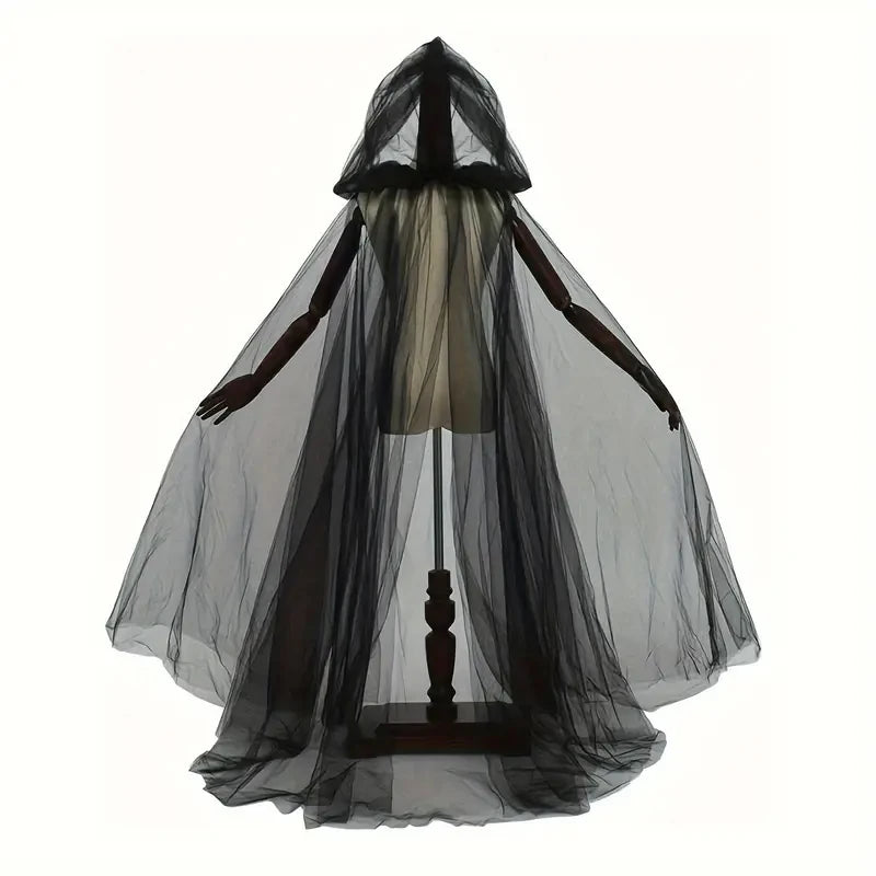 Black Bridal Shawl Witch Vampire Cosplay Cloak Halloween Double Cloak Game Party Costume Props Holiday Dress Up