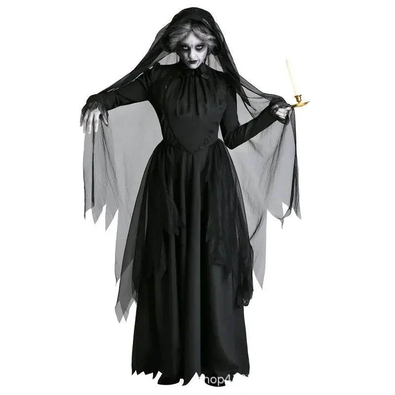 Frightening Vampire Black Bridal Gown Cosplay Costume Unique Special Purpose Clothing From China Mainland For Halloween Party
