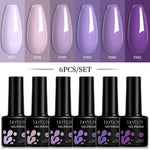 LILYCUTE 6Pcs/Set 7ML Gel DIY Nail Polish Bright Pink Semi Permanent Soak Off UV LED Gel Varnish Nail Art Design Manicure Kit