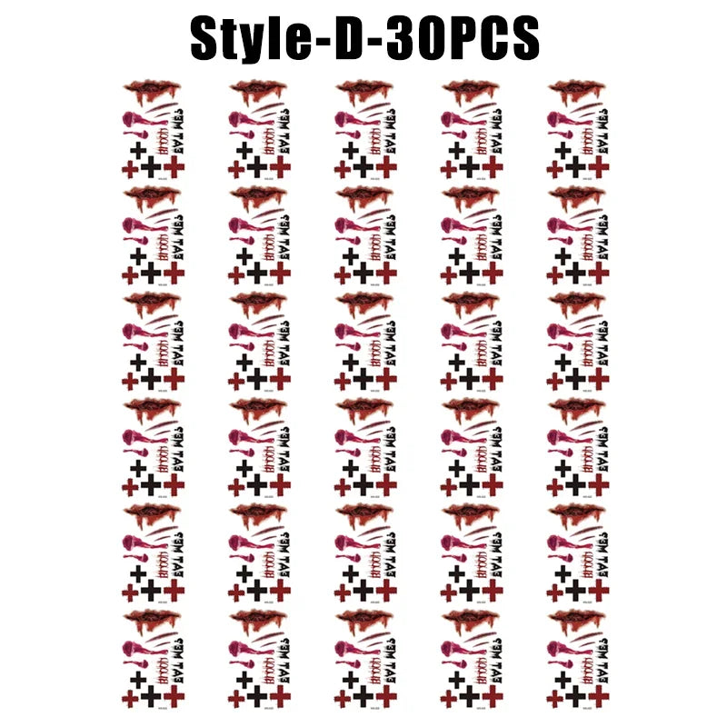 Horror Realistic Fake Bloody Wound Stitch Scar Scab Waterproof Temporary Tattoo Sticker Halloween Masquerade Prank Makeup Props