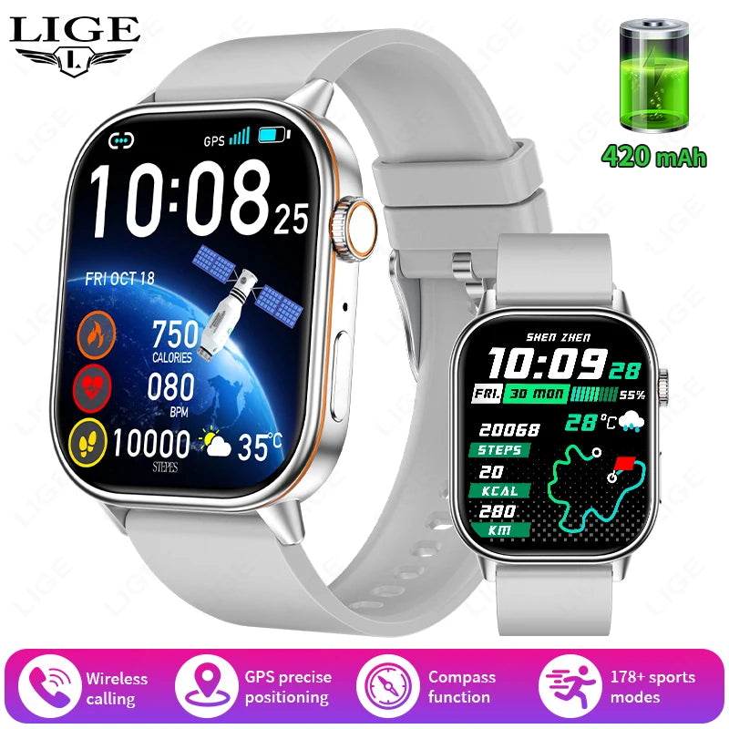 LIGE 2025 For Android IOS GPS Smart Watch Women 2.01