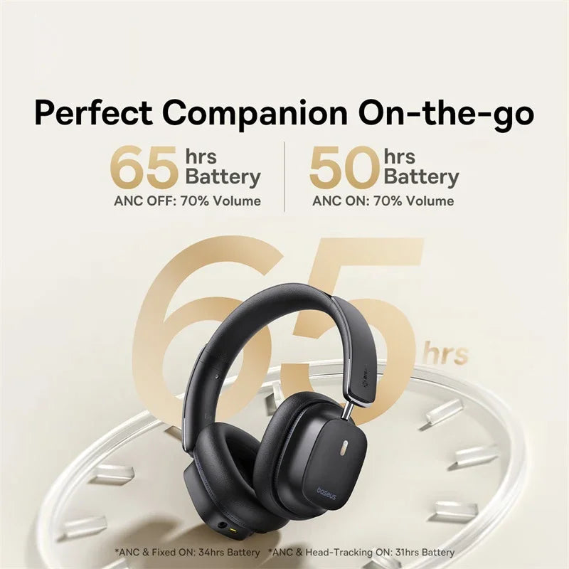 Baseus Bowie 30 Max Bluetooth Headphones 45dB Noise Cancellation Hi-res LDAC Over Ear Headset 3D Spatial Audio Wireless Earphone