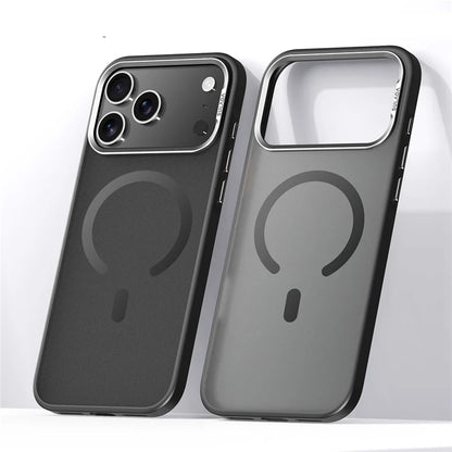 Luxury Alloy Lens Frame Matte Magsafe Case For iPhone 17 Air 17Pro 17Pro Max Translucent Hybrid Magnetic Shockproof Hard Cover