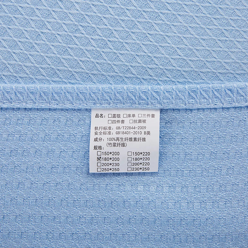 100% Bamboo Fiber Air Condition Quilt Thin Diamond Grid Lightweight Breathable Summer Blanket Soft Skin-friendly Summer Duvet