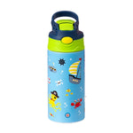 12OZ/350ml Cartoon Pattern Thermos Cup Stainless Steel Insulated Bottle Children Thermos Kettle Outdoor Portable Handheld Cup