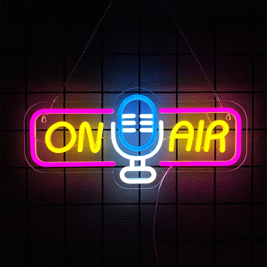 On Air Neon Sign For Wall Decor,Led Neon Light For Game Room,Broadcasting Room,Live Room,Bedroom Decor, Music Studio,USB Powered