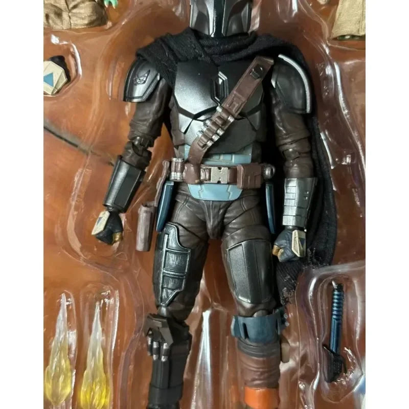 In Stock Genuine Bandai S.H.Figuarts SHF Star Wars The Mandalorian Grogu Mandalorian Darksaber Anime Action Figure Model Toys