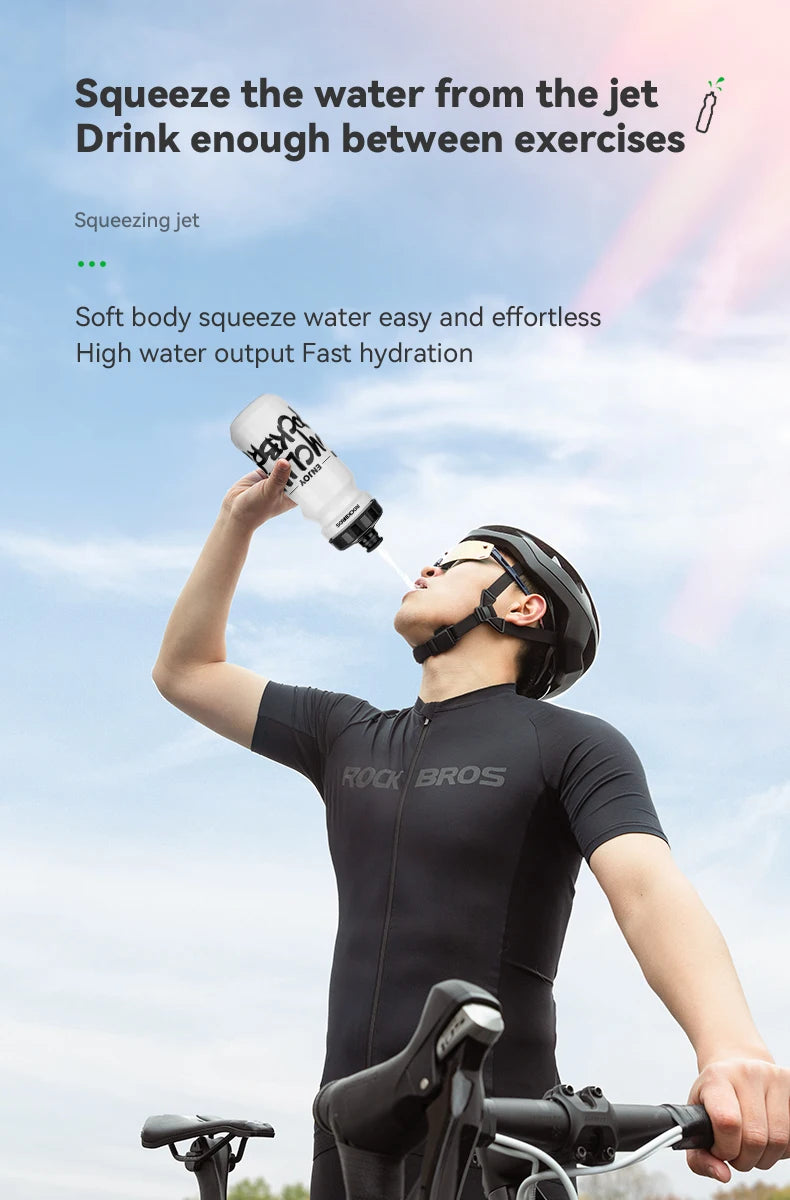 ROCKBROS Bicycle Bottle MTB Road Bike Water Bottle Outdoor Sports Plastic Portable Large Capacity Drink Cycling Water Bottle