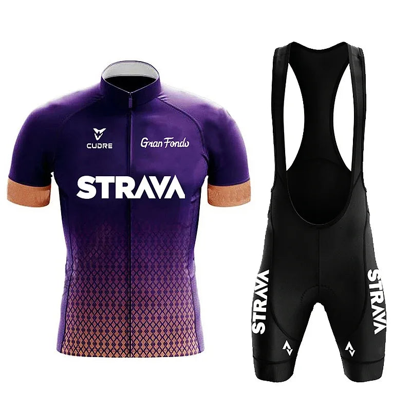 Strava Men's Cycling Set – Jersey & Bib Shorts, Quick-Dry & Breathable