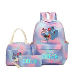 3pcs Stitch Large Capacity Backpack, Cartoon Anime Schoolbag, Kids Girl Travel Commute Knapsack With Lunch Bag And Pencil Case