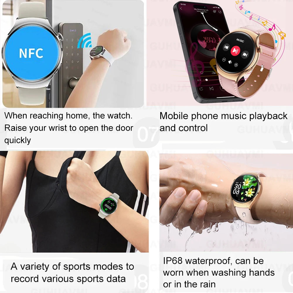 2025For HUAWEI Smart Watch Women GPS Trajectory Heart Rate Blood Pressure NFC Bluetooth Call 1.27inch AMLOED Smartwatches Ladies