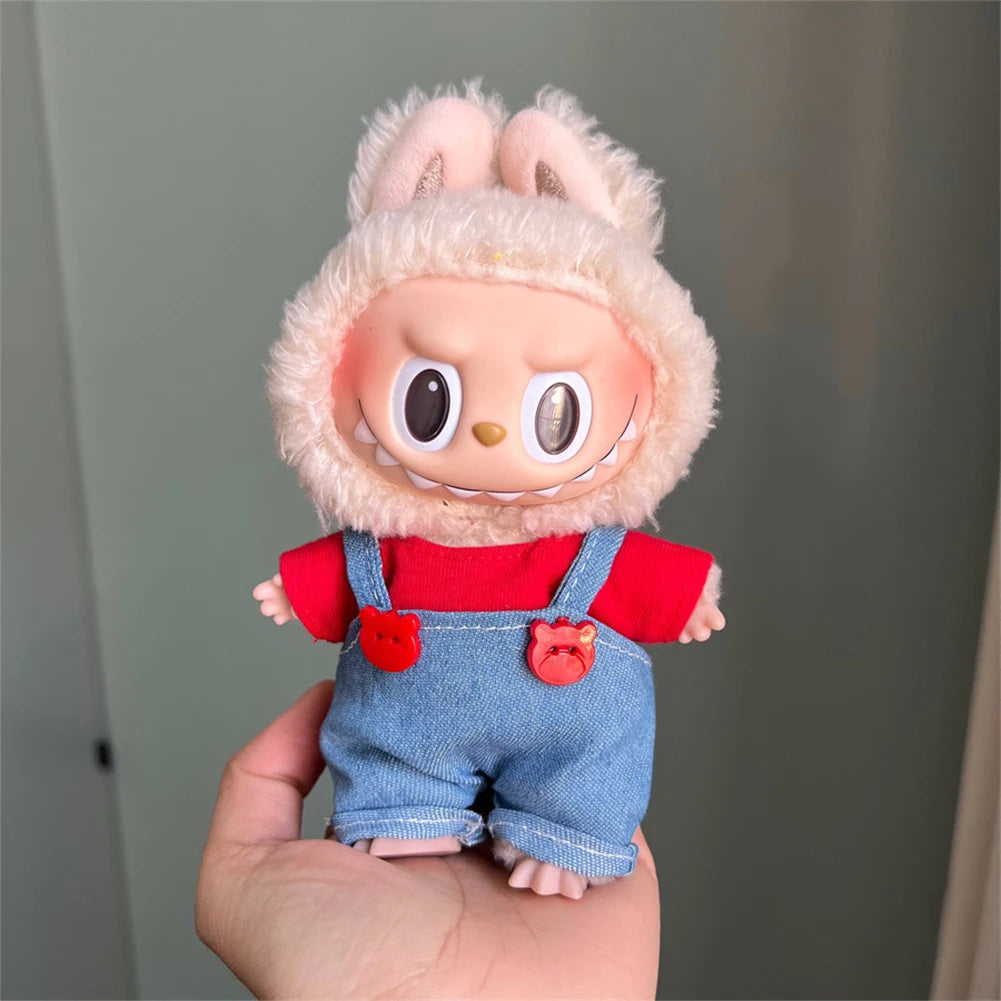 Suspenders Suit For 17cm Labubu Doll Clothes All-match Colour Outfit Doll Accessories Fashion Design Lovely Little Bear Star