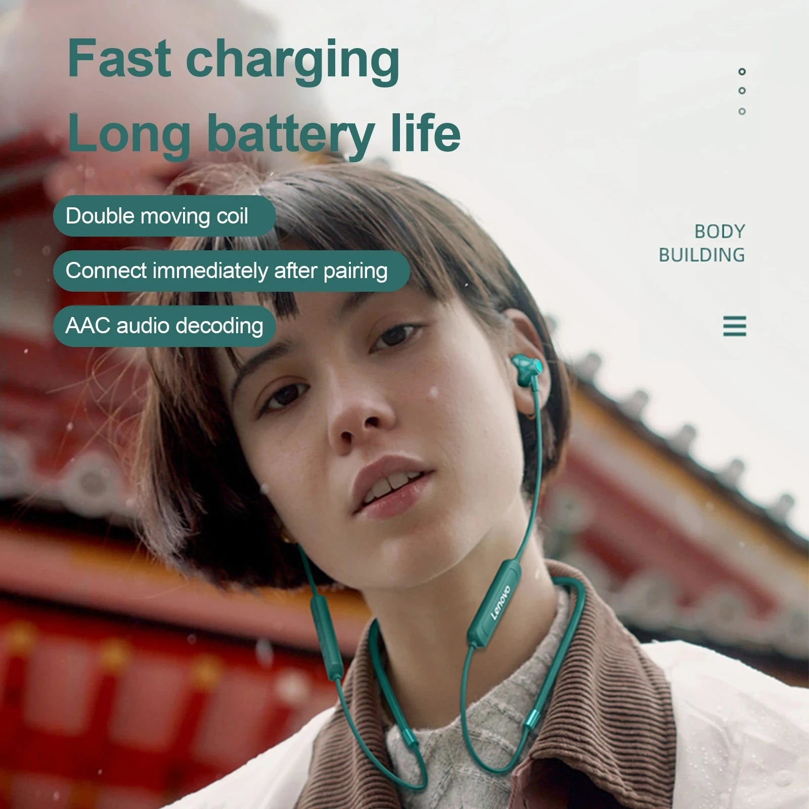 Lenovo SH1 Wireless Earphone Bluetooth 5.0 Neckband Headphone HIFI Sound Sport Magnetic Headset IPX5 Waterproof Earbuds with Mic