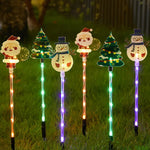 6pcs/set Solar-Powered Christmas Lawn Lights Santa Tree & Reindeer Designs for Outdoor Decor Waterproof Garden Lights Holiday