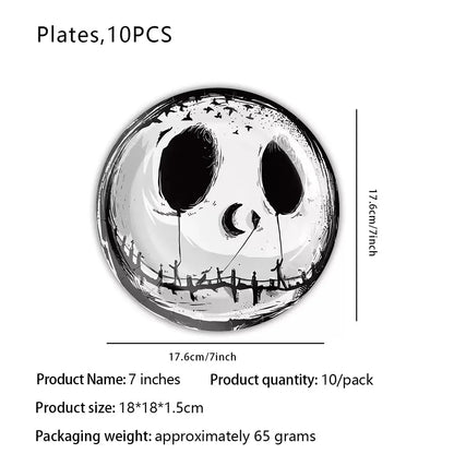 Halloween Tableware Set Horror Themed Disposable Party Tableware Festival Decoration Props Banner Paper Plates Tablecloth Set