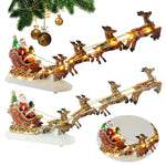 Christmas Santa Claus Sleigh and Reindeer Figurine with LED Lights Holiday Ornament Xmas Home Tabletop Decoration Gift