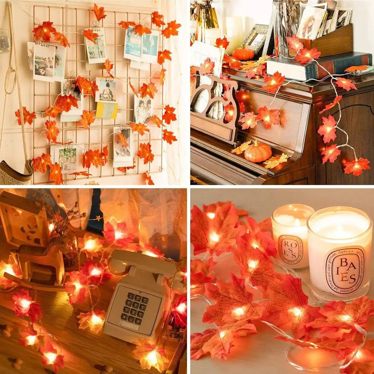 1PC USB/Battery Case Maple Leaf String Lights 10/20/40 LED Lights Waterproof For Halloween Outdoor Autumn Thanksgiving Decor