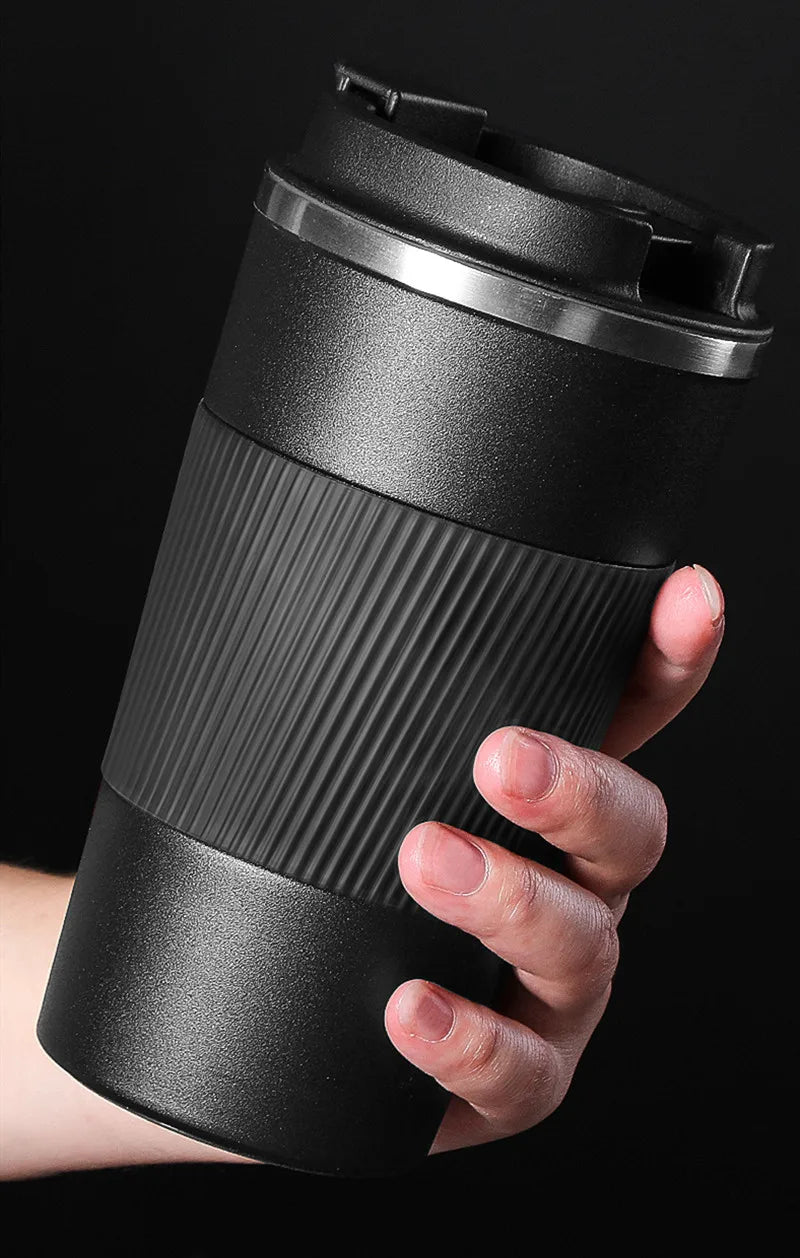 380ml/510ml Double Stainless Steel 304 Coffee Thermos Mug Leak-Proof Non-Slip Car Vacuum Flask Travel Thermal Cup Water Bottle