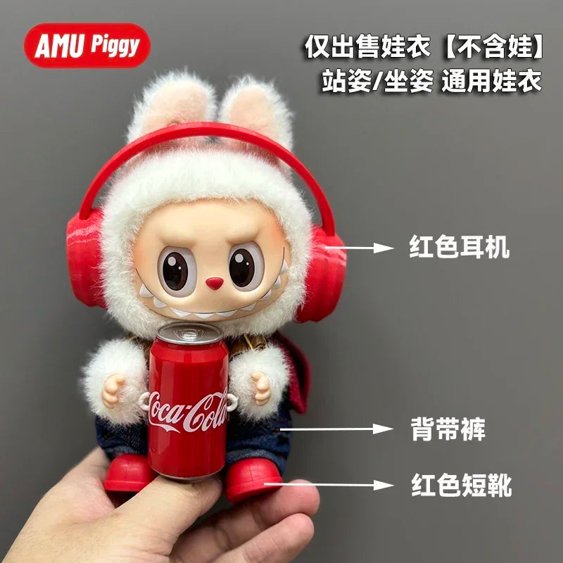 Clothes for Clothes Doll DIY Accessories Pull Cloth Cola Happiness Factor Labubu Clothes Set Doll Outfit Have Shoes