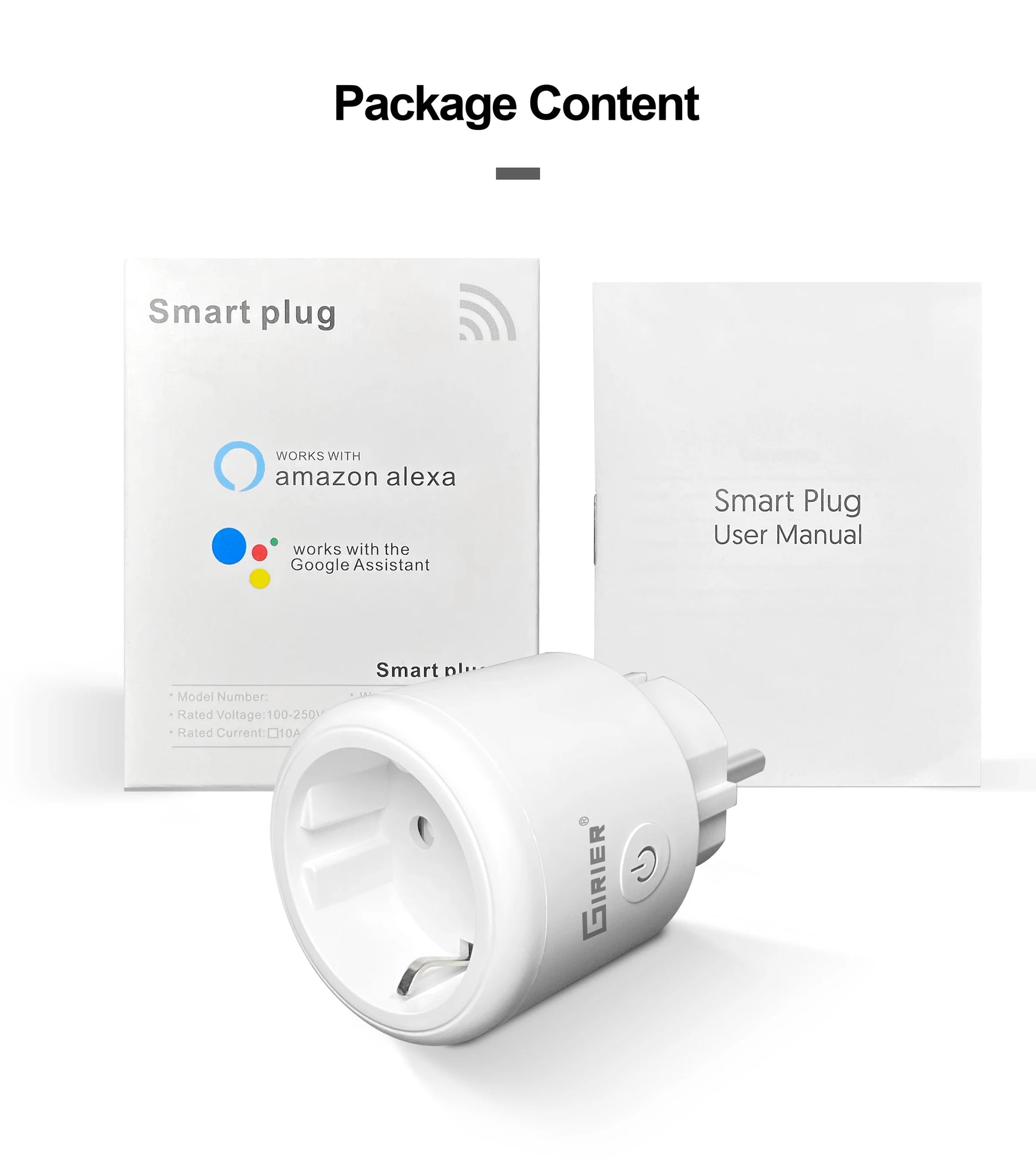 GIRIER Tuya Smart Wifi Plug EU with Power Monitoring 20A Smart Socket Outlet 4200W Compatible with Alexa Hey Google Yandex Alice